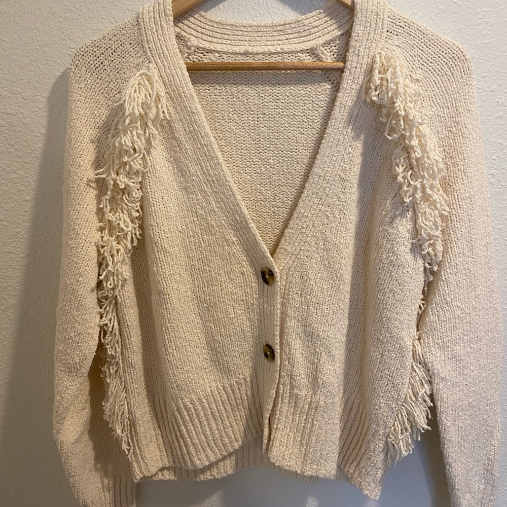 NWOT Madewell - DoWell Cream Fringe Cardigan - Size M